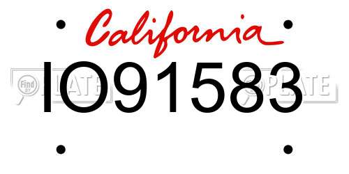 IO91583 California License Plate