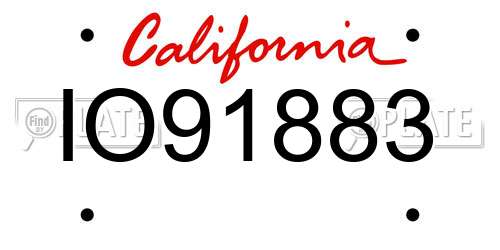 IO91883 California License Plate