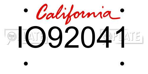IO92041 California License Plate