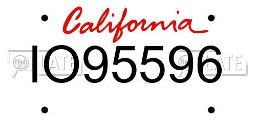 IO95596 California License Plate