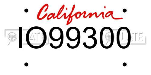IO99300 California License Plate
