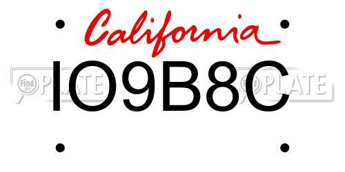 IO9B8C California License Plate