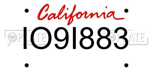 IO9I883 California License Plate