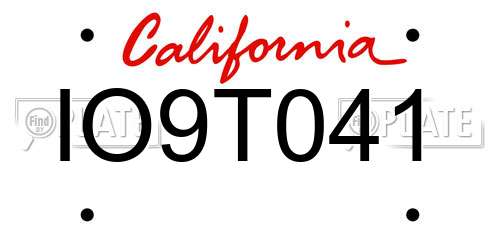 IO9T041 California License Plate