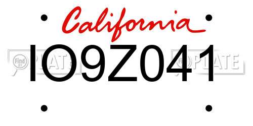IO9Z041 California License Plate