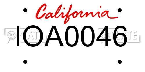 IOA0046 California License Plate