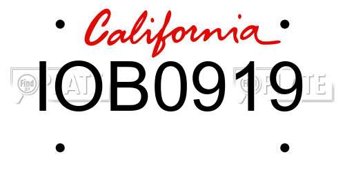 IOB0919 California License Plate