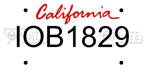 IOB1829 California License Plate