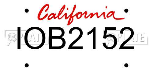 IOB2152 California License Plate