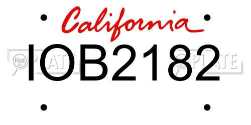IOB2182 California License Plate