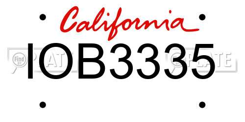 IOB3335 California License Plate