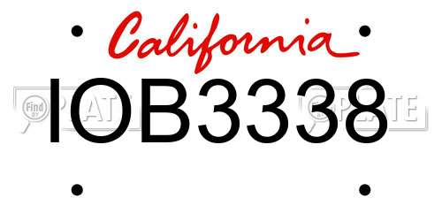 IOB3338 California License Plate