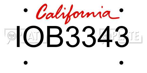 IOB3343 California License Plate