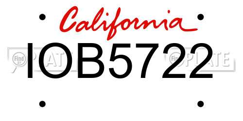 IOB5722 California License Plate