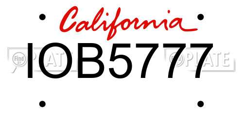 IOB5777 California License Plate