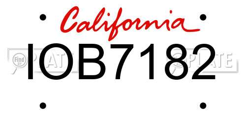 IOB7182 California License Plate