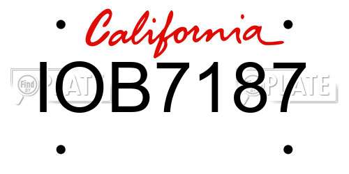 IOB7187 California License Plate