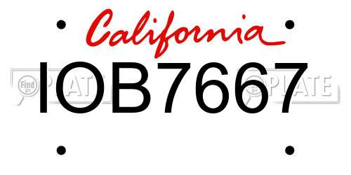 IOB7667 California License Plate