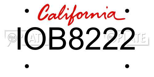 IOB8222 California License Plate