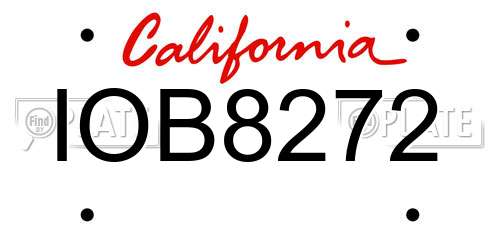 IOB8272 California License Plate