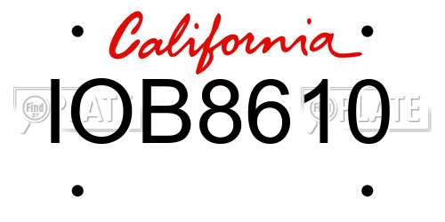 IOB8610 California License Plate