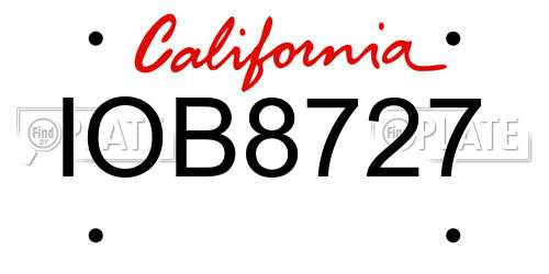 IOB8727 California License Plate