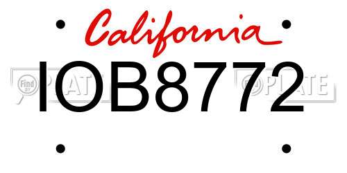 IOB8772 California License Plate