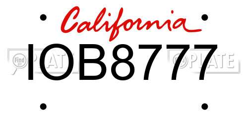 IOB8777 California License Plate