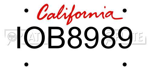 IOB8989 California License Plate