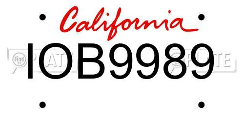 IOB9989 California License Plate