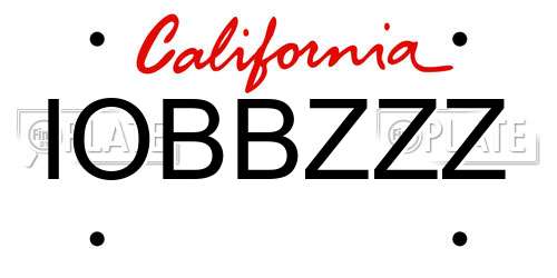 IOBBZZZ California License Plate