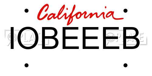 IOBEEEB California License Plate