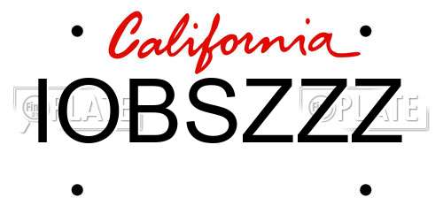 IOBSZZZ California License Plate
