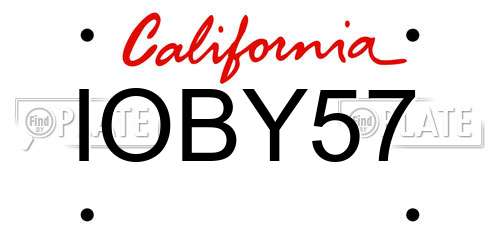 IOBY57 California License Plate