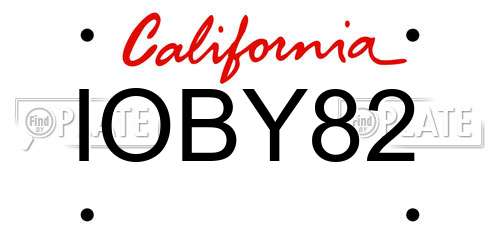 IOBY82 California License Plate