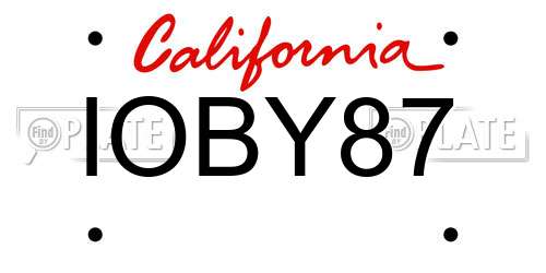 IOBY87 California License Plate