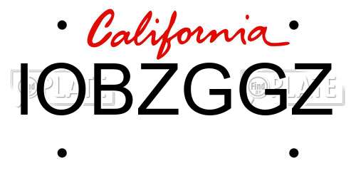 IOBZGGZ California License Plate