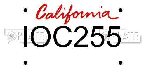 IOC255 California License Plate
