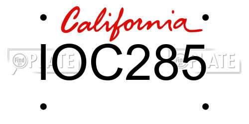 IOC285 California License Plate