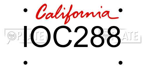 IOC288 California License Plate