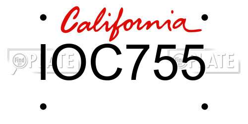 IOC755 California License Plate