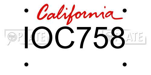 IOC758 California License Plate