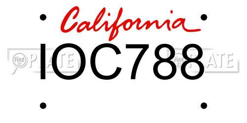IOC788 California License Plate