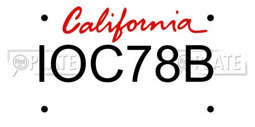 IOC78B California License Plate