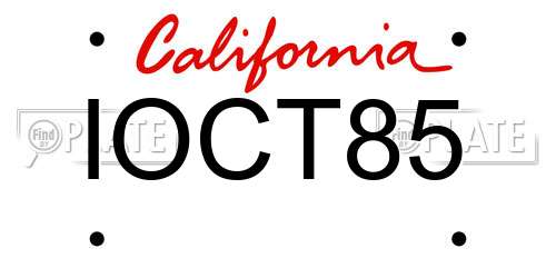 IOCT85 California License Plate