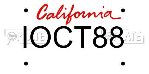IOCT88 California License Plate