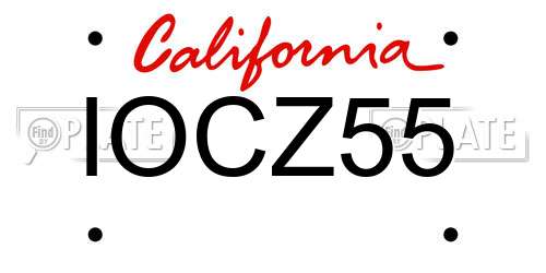 IOCZ55 California License Plate