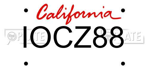 IOCZ88 California License Plate