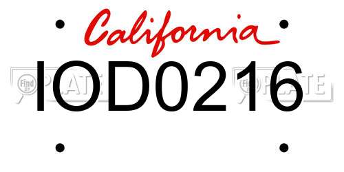 IOD0216 California License Plate