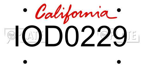 IOD0229 California License Plate